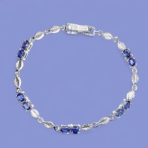 925 Sterling Silver Bracelet 7.5" with Natural Kyanite 5x4mm Gemstone.